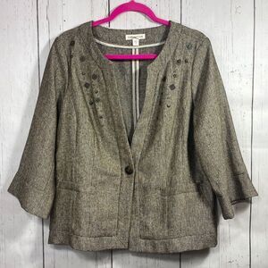 Coldwater Creek Metallic Tweed Embellished Jacket Classic Chic Office Timeless